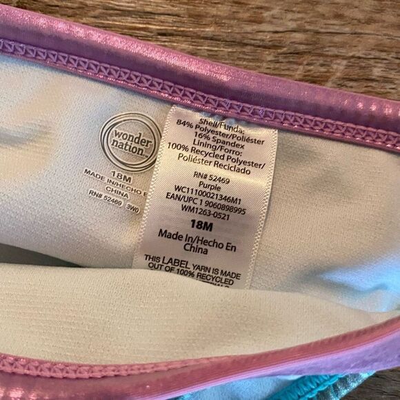 Wonder Nation Mermaid 3 Piece Swim Suit Bikini W Skirt Size 18 Months - Picture 5 of 11